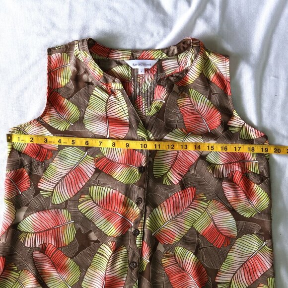 Tropical Print Blouse - Northern Reflections Sleeveless Top - Size S - Picture 5 of 10